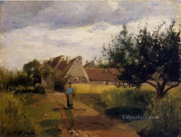 Camille Pissarro Painting - entrando en un pueblo Camille Pissarro